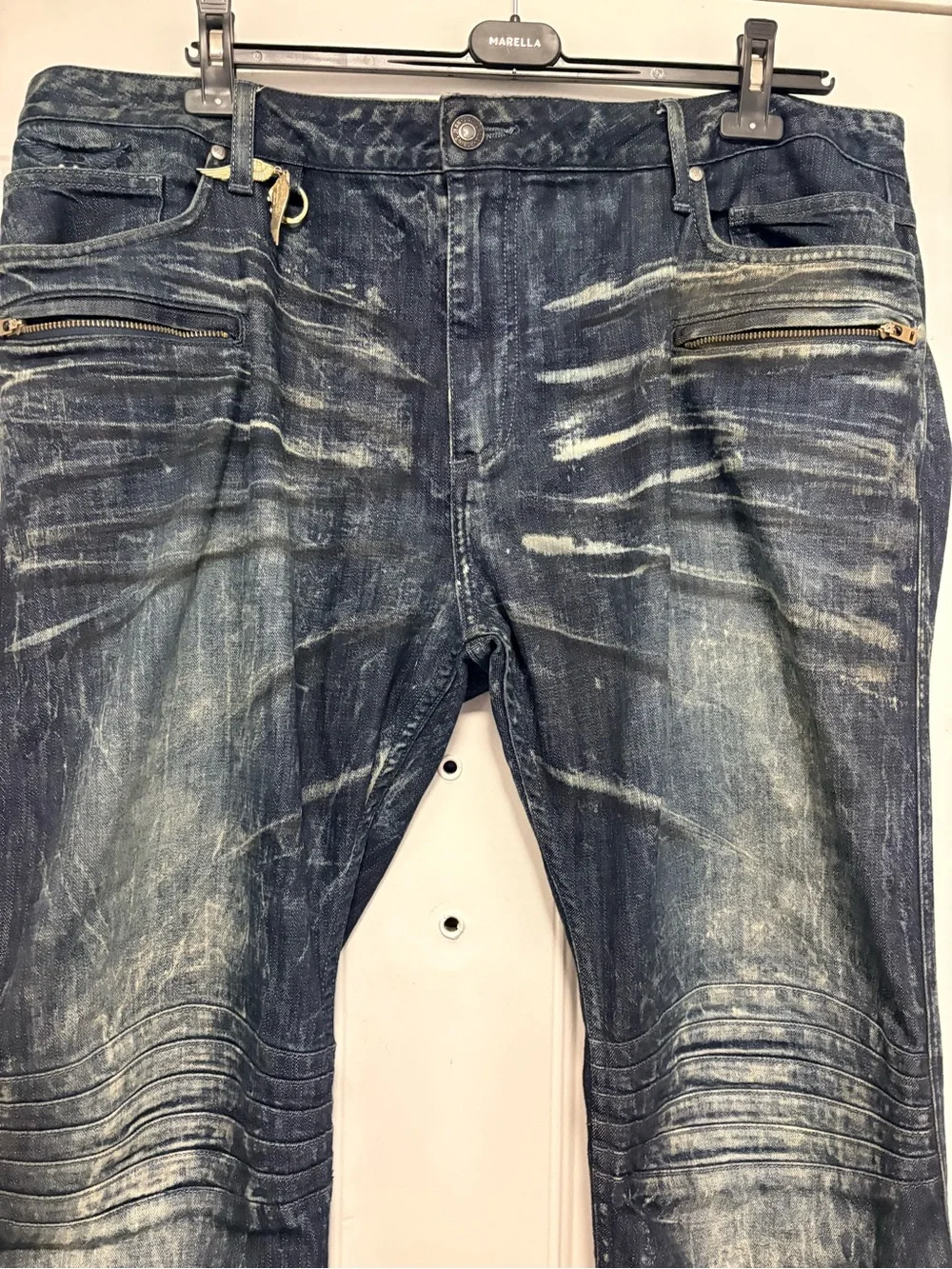 Robin's Jean Men's Dark Blue Distressed Straight Jeans